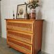 Vintage wood and rattan chest of drawers