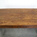 table à manger ancienne en chêne français avec 3 tiroirs et une patine exquise