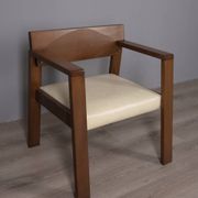 Vintage italian armchair in wood and leather, 1980s
