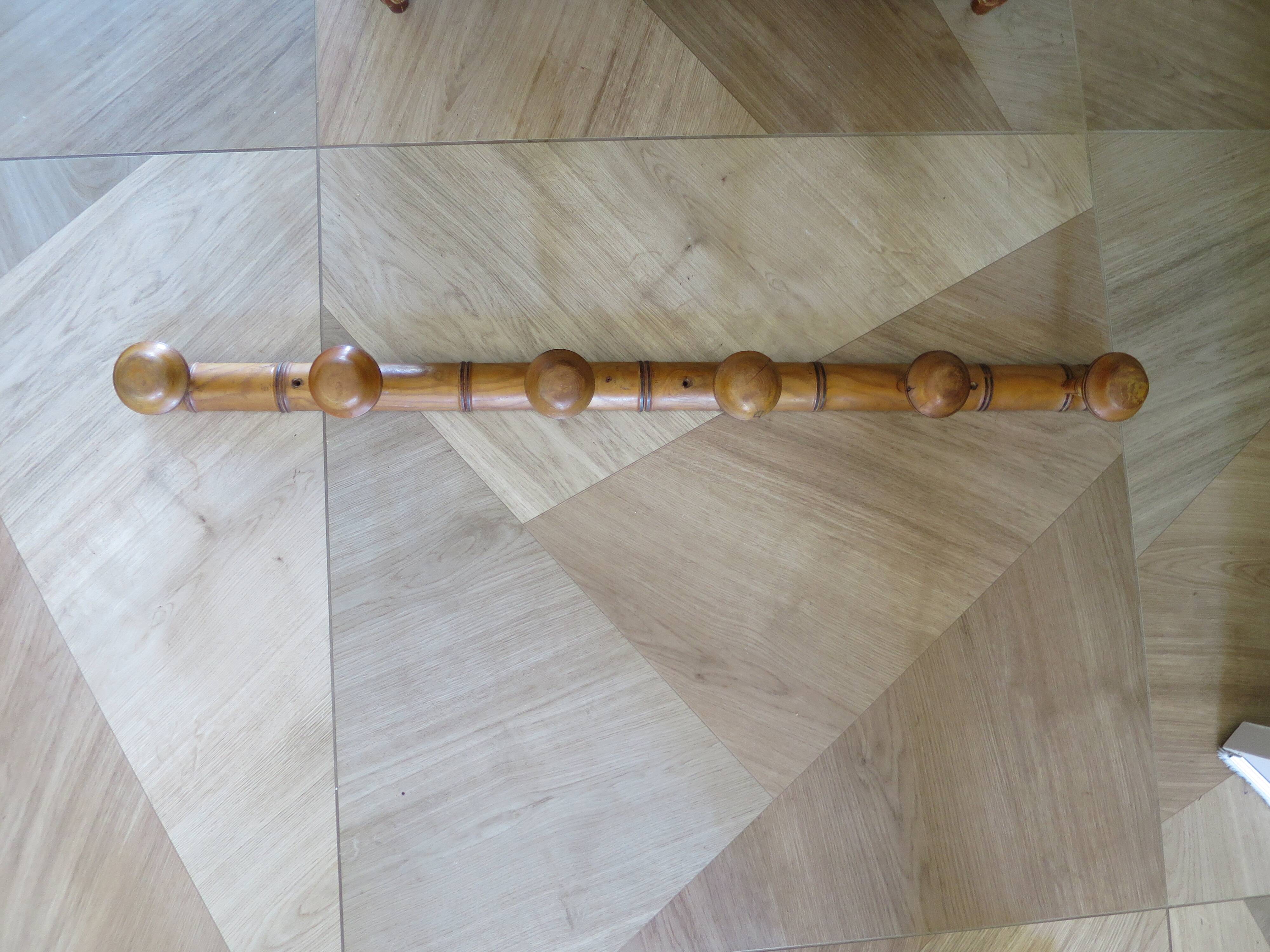 Portemanteau murale 6 patères en bois, 1980
