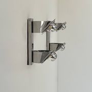 Pair of vintage wall lights, chrome metal, France, 1970.