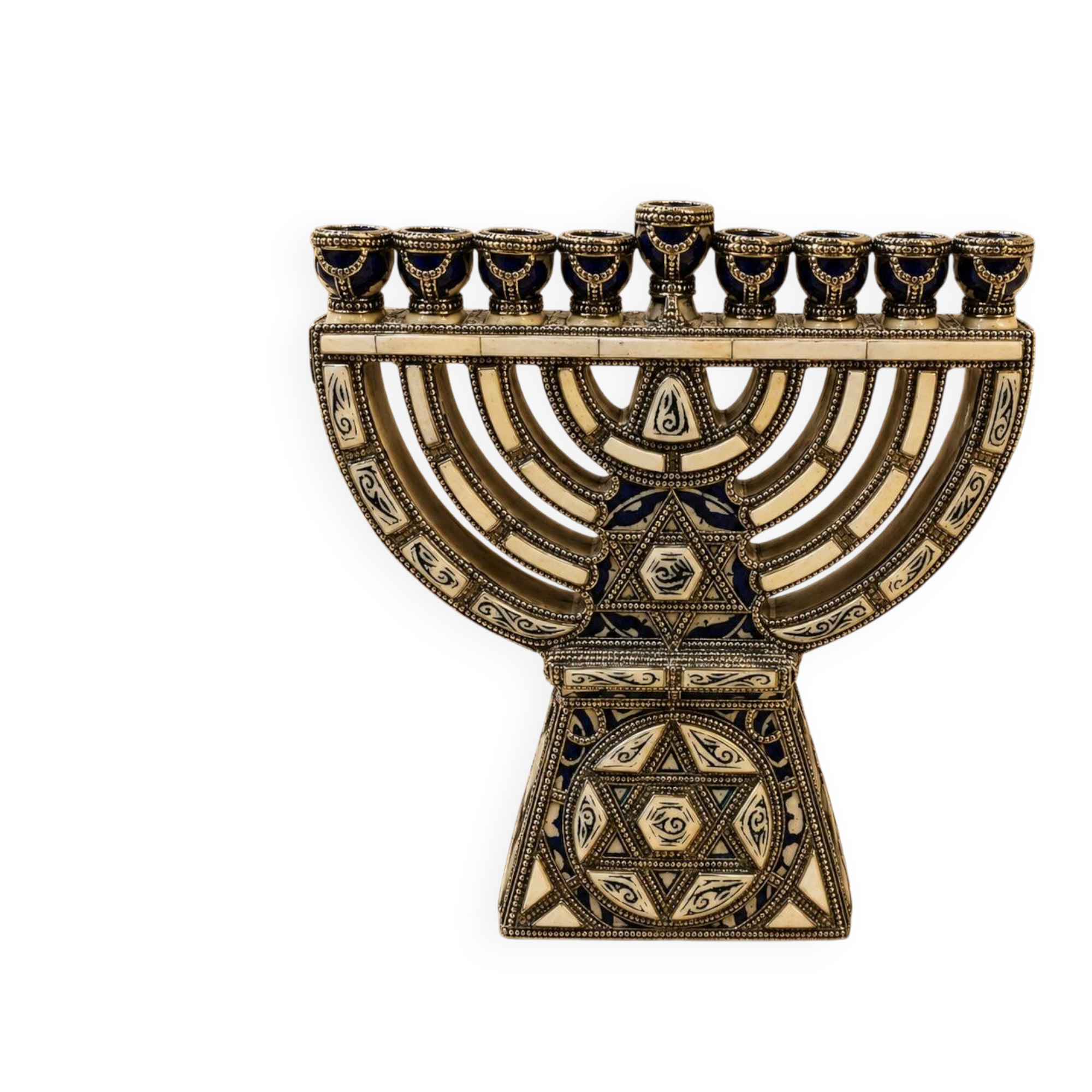 Handcrafted Moroccan Hanukkah menorah in glazed ceramic – Handmade – 30 × 30