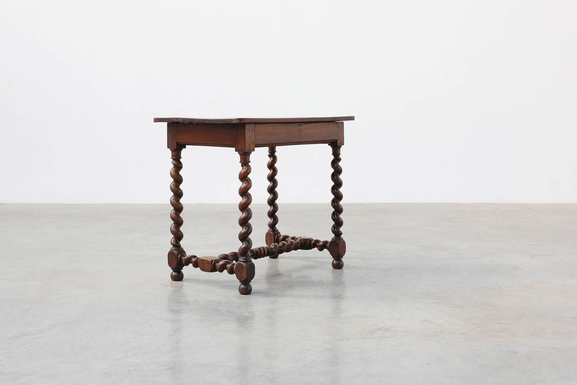French Barley Twist Walnut Side Table with Drawer, circa 1880
