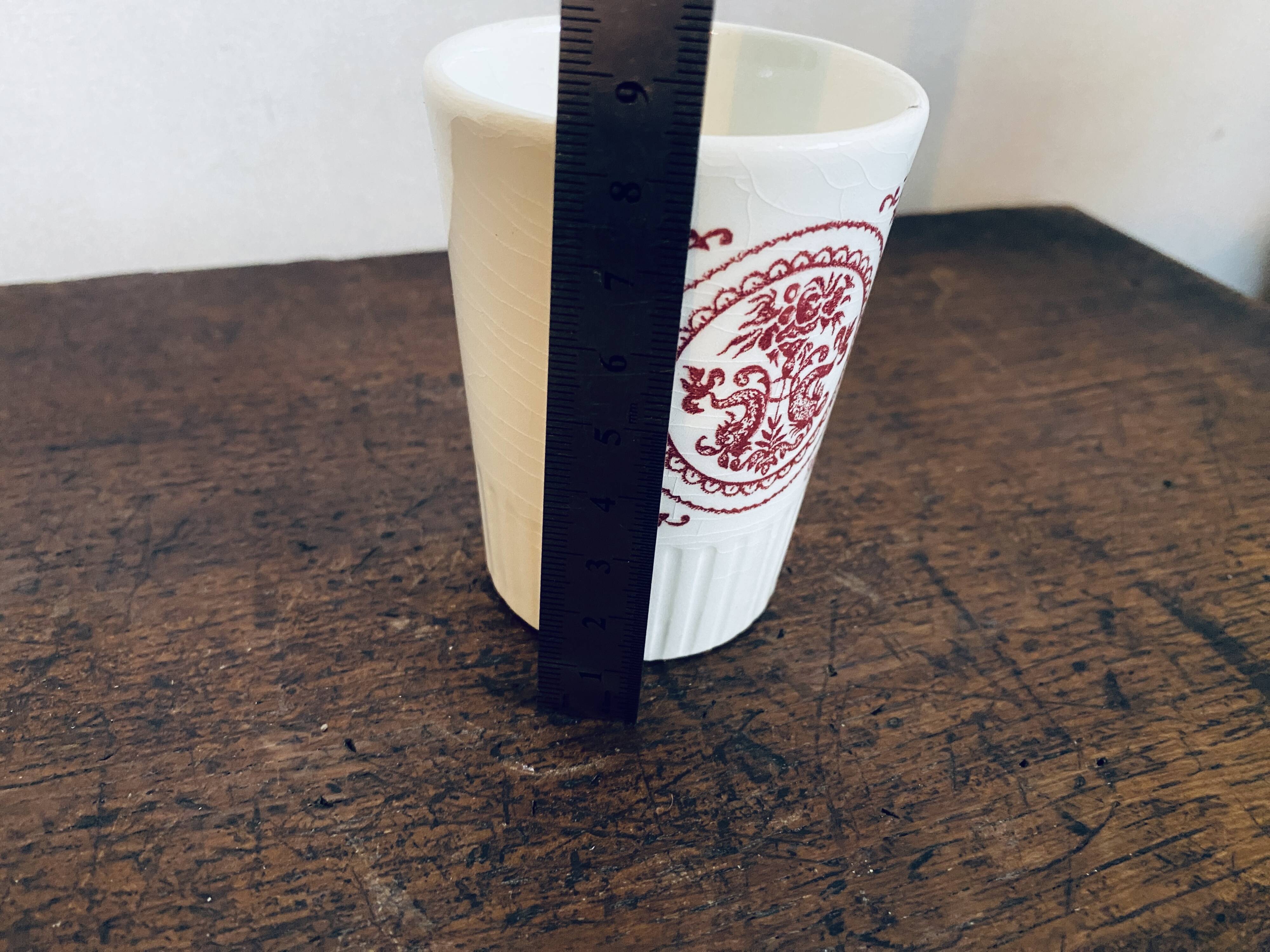 Gien ceramic cup with vintage red pattern