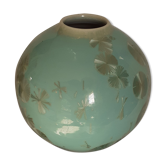 Light turquoise ceramic vase: Golden do bowl workshop. Signed Bernard Guipouy