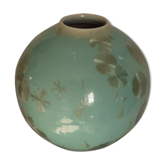 Vase céramique turquoise clair atelier do bol doré signé Bernard Guipouy