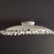 Vintage French Opaline Glass Pendant Light Shade - Frilled Clear Glass Edge