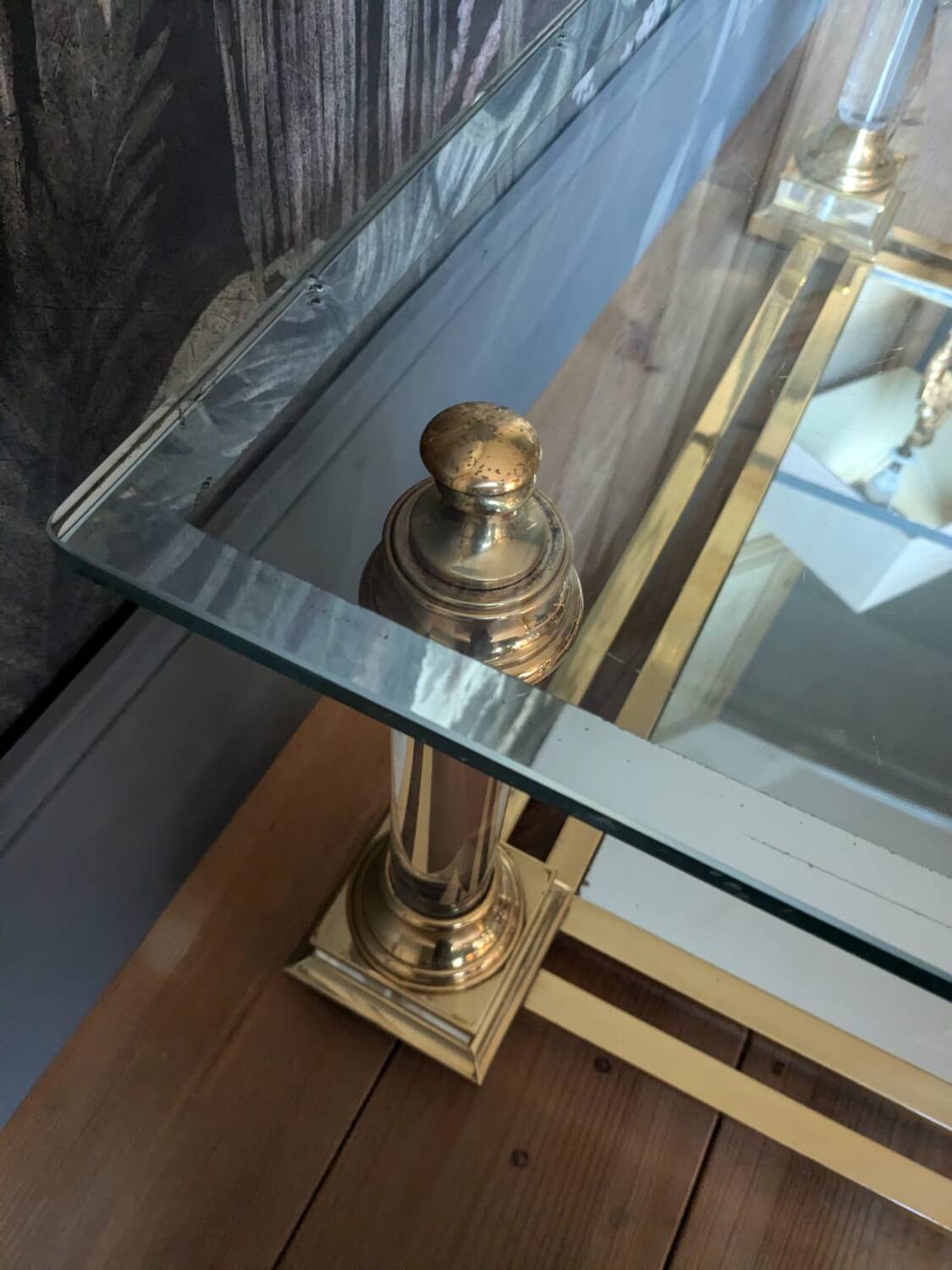 Designer coffee table in plexiglass and brass from the 70s DLG Maison Charles