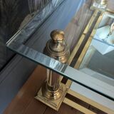Designer coffee table in plexiglass and brass from the 70s DLG Maison Charles