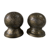 Pair of table lamps, chiseled metal balls, vintage