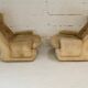 Pair of armchairs by michel cadestin, airborne edition, fiberglass and beige velvet, circa 1970