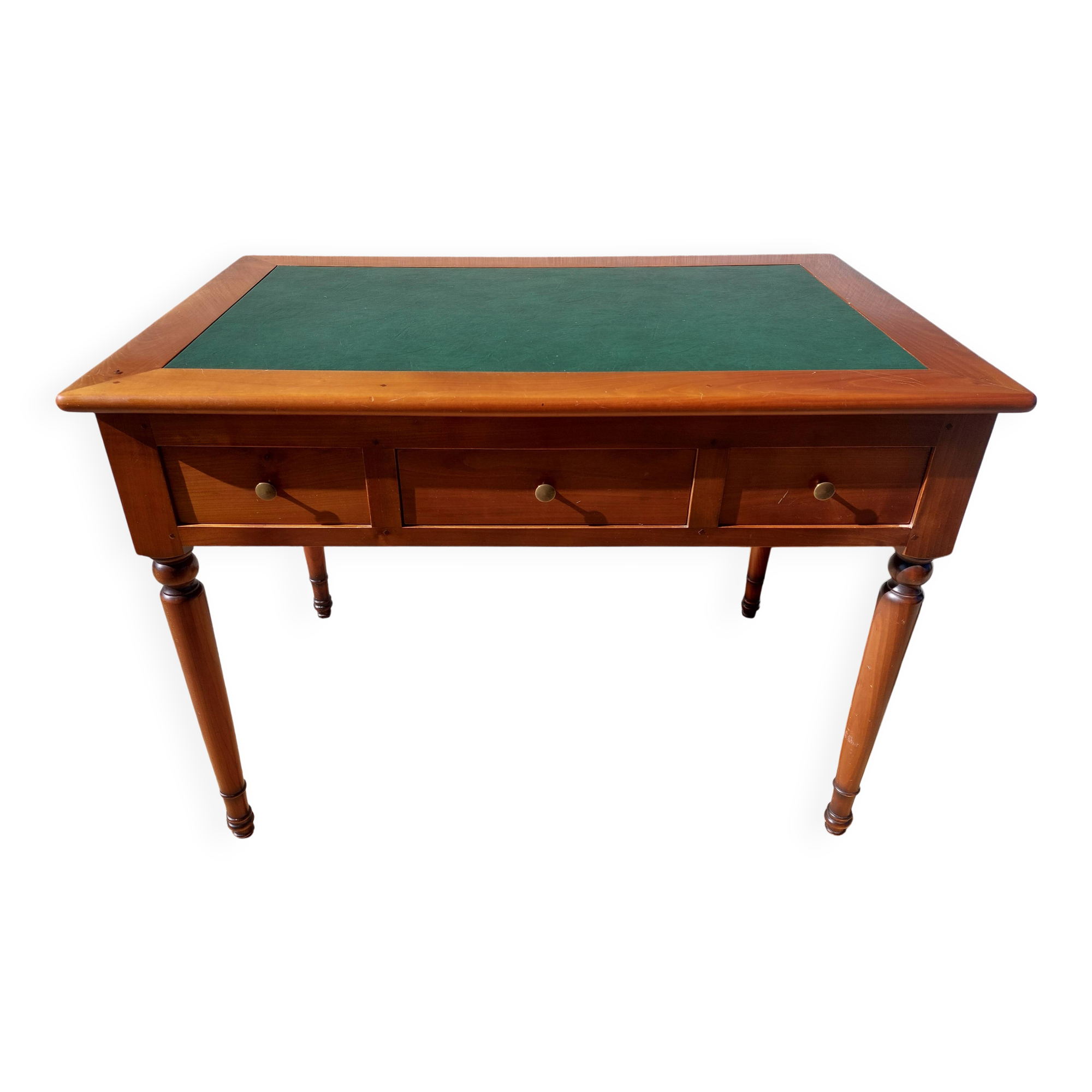 Desk, green leather top
