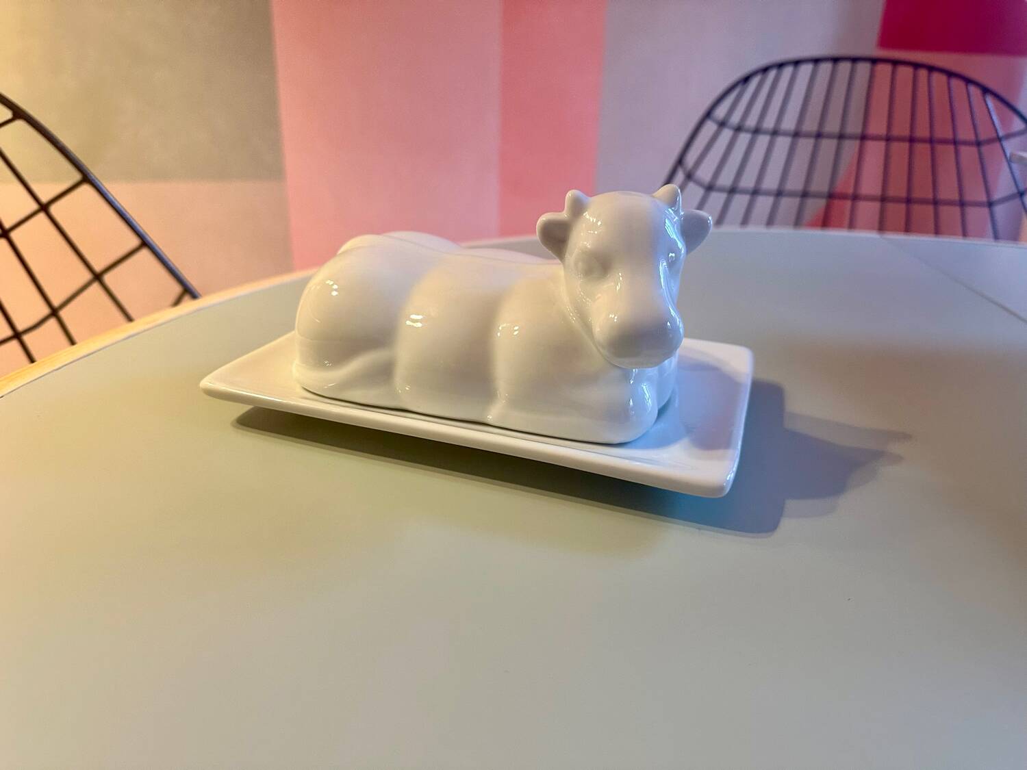 Vintage cow ceramic butter dish