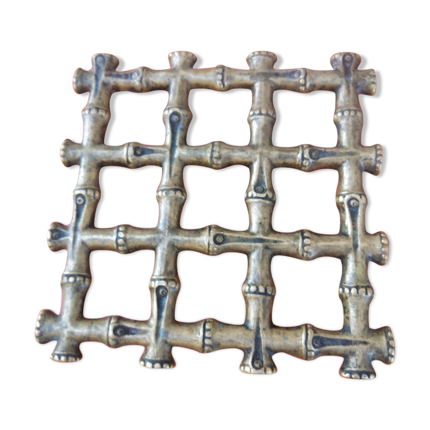 Bronze trivet in the style of bamboo, circa 1960