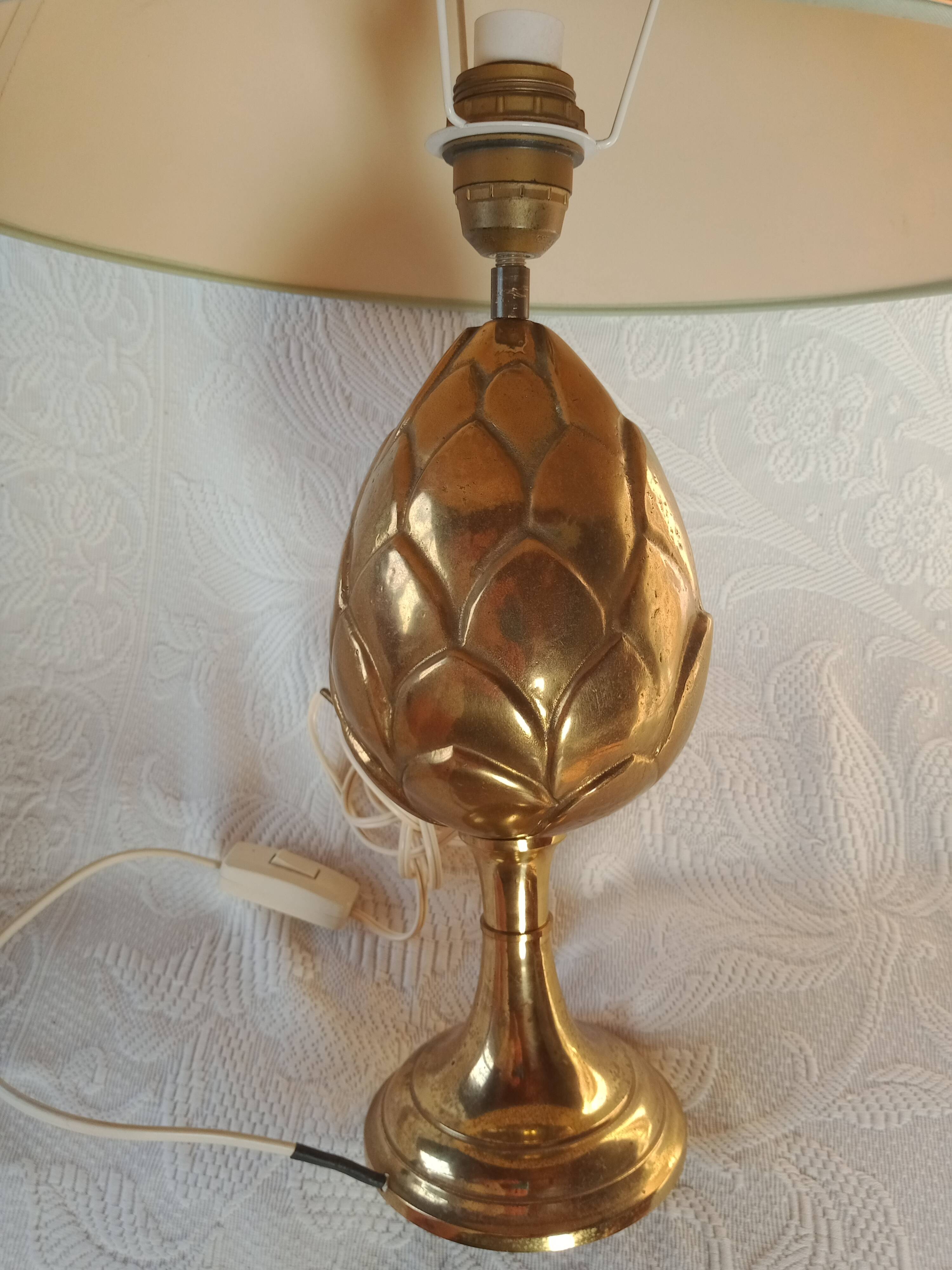 Kronenbourg - "K" hop flower lamp in filled brass and its lampshade