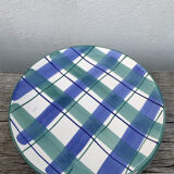 10 blue and green checked ceramic plates