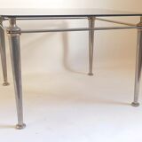 Table basse acier et verre trempé Années 70
