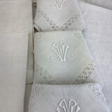 6 Antique Linen Napkins monogram