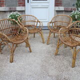4 rattan basket chairs