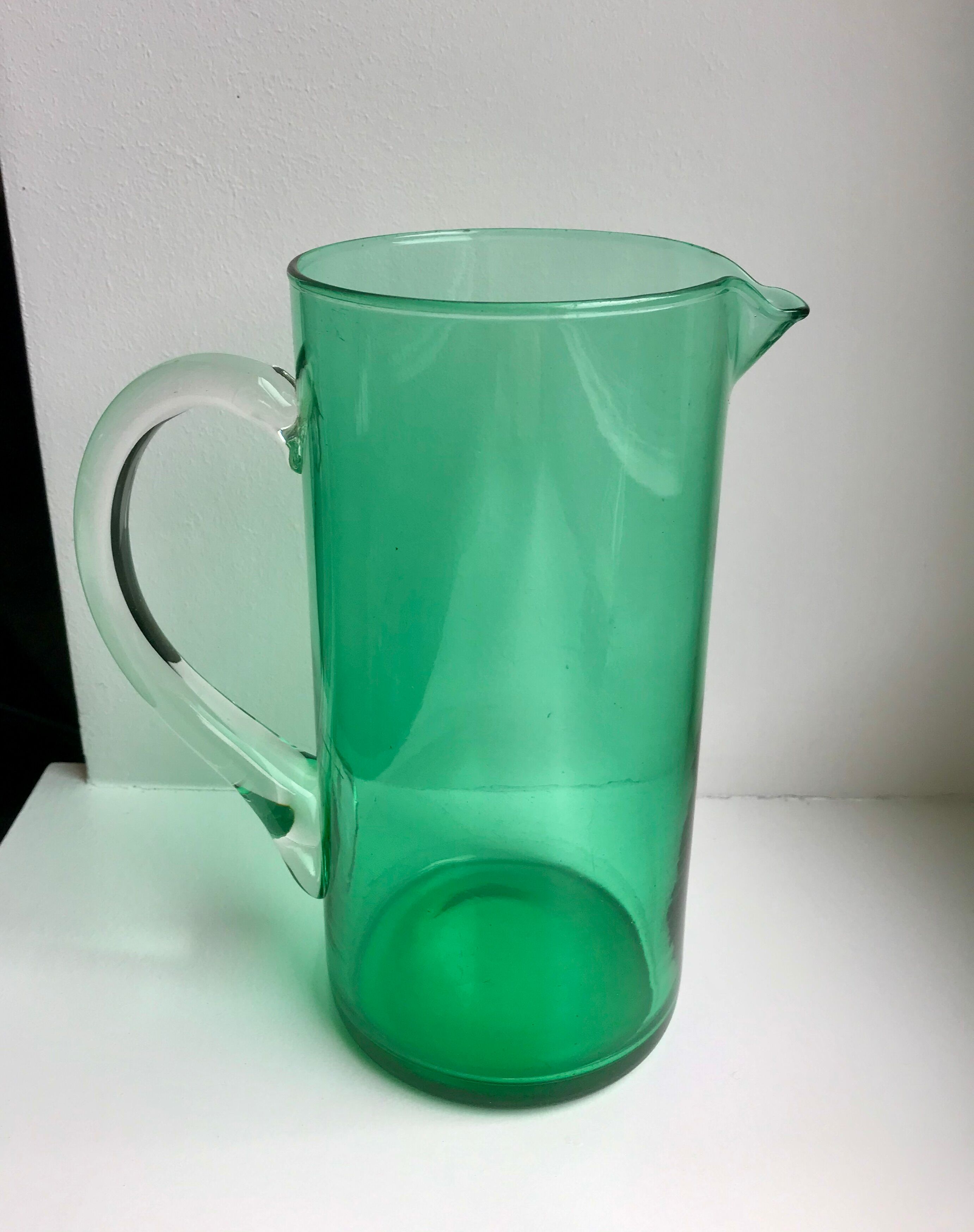 Green glass pitcher 70s