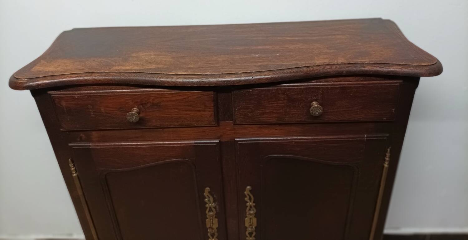 Old vintage wooden low cabinet