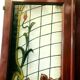 Pair of art deco doors in glass painted in imitation of 20th century stained glass
