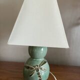 Sandstone lamp with dragonfly decoration signed