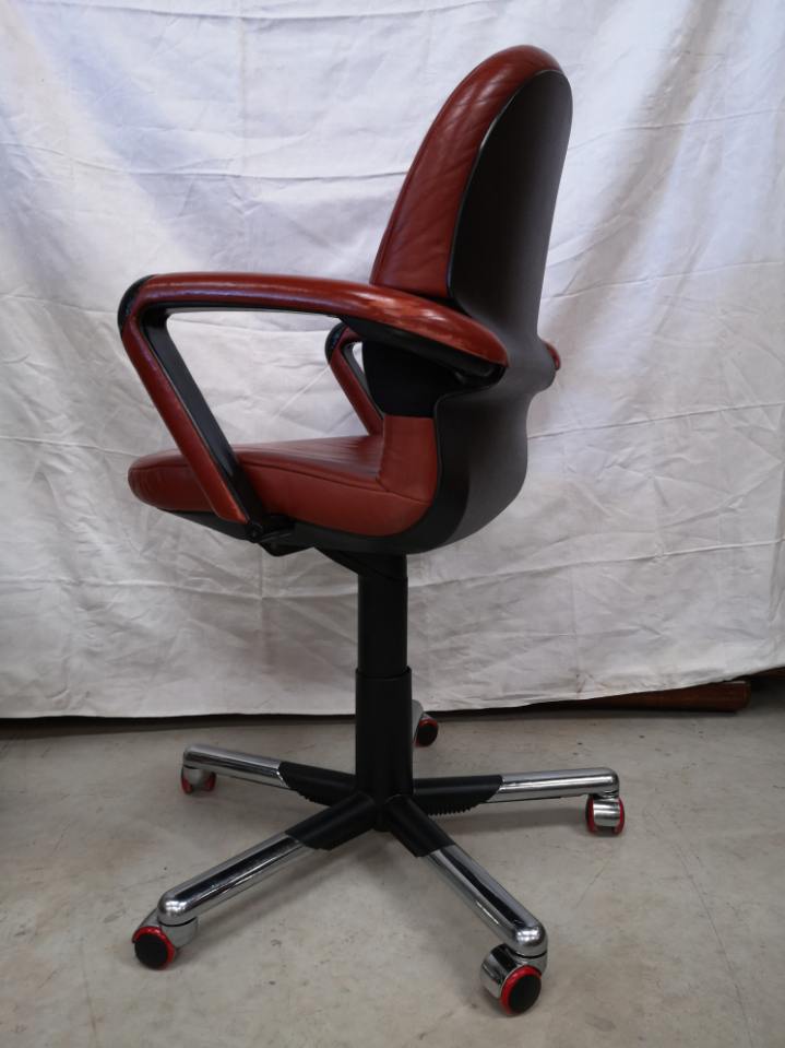 Mario Bellini office armchair for Vitra vintage havana leather