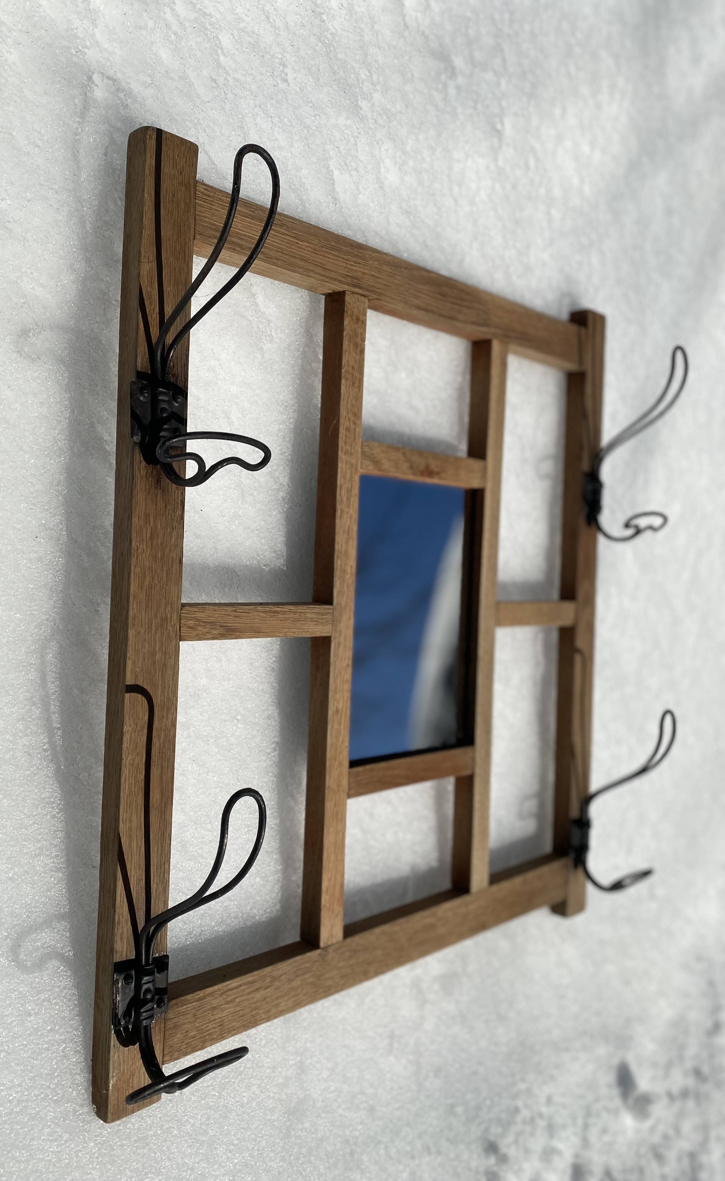 Vintage 1940s modernist mirror coat rack