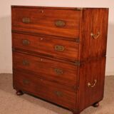 Commode militaire, de marine en acajou blond avec secrétaire, XIXème siècle