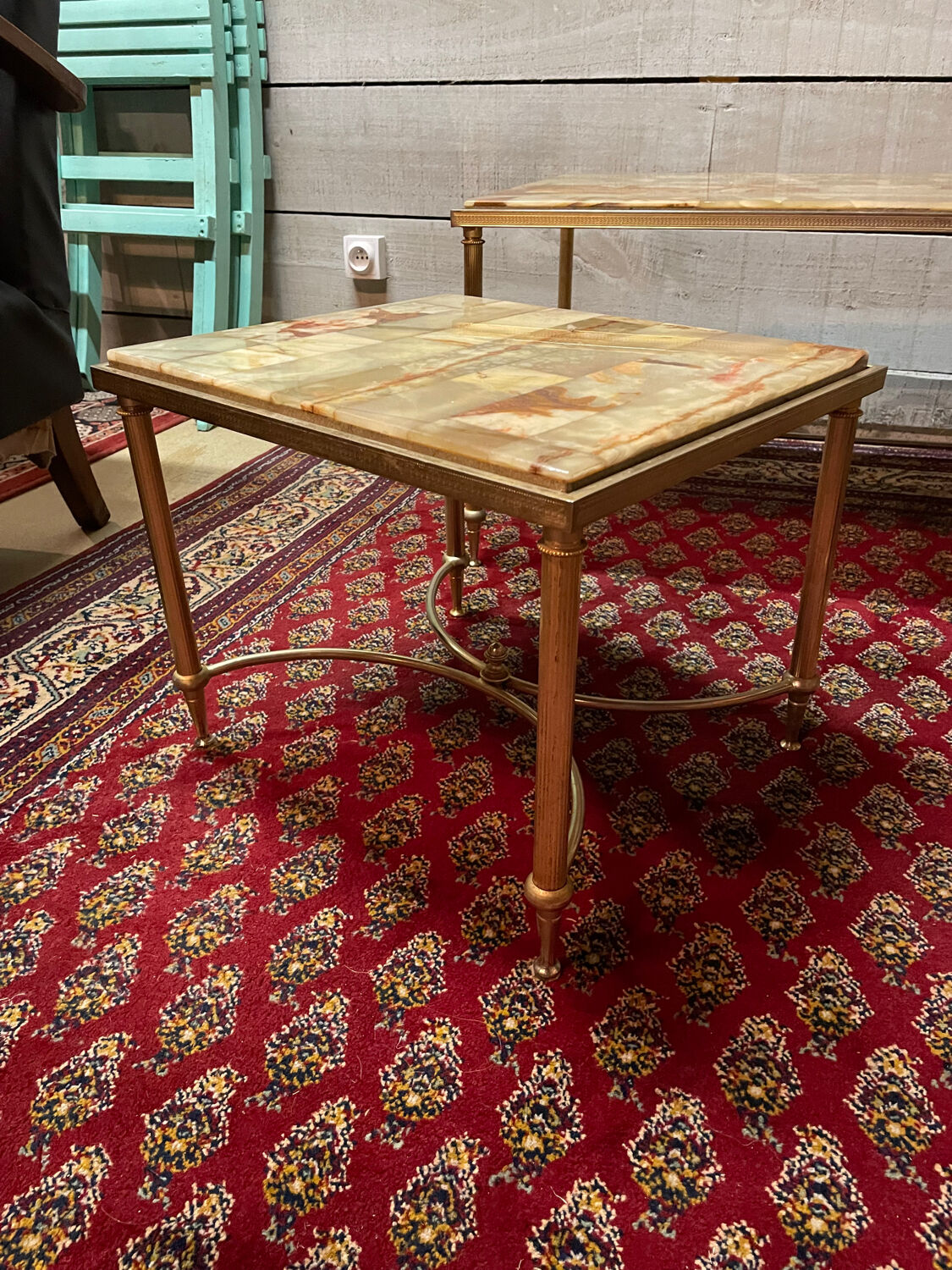 Nesting coffee table in onyx, 70s/80s design