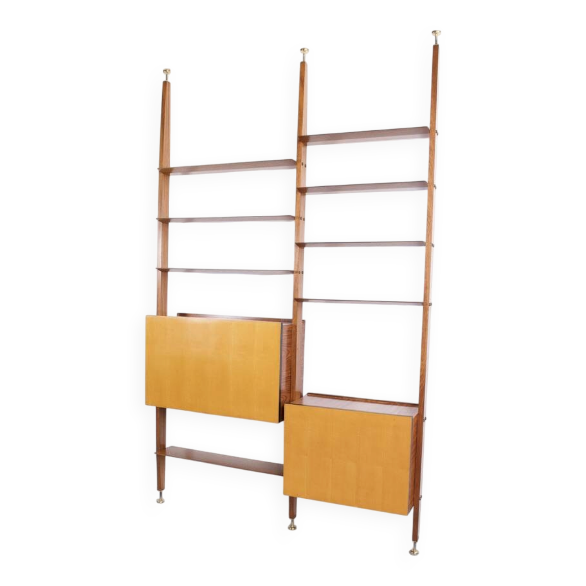 Italian modular shelf floor and ceiling rosewood 1960s