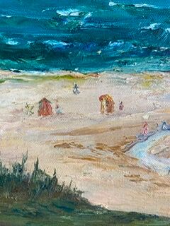 Ancient painting, Breton landscape, Saint Lunaire, signed, 1950s