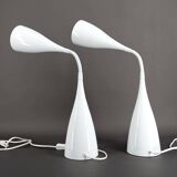 Pair of Vintage Design Lamps in White Enameled Sheet Metal, circa 1970