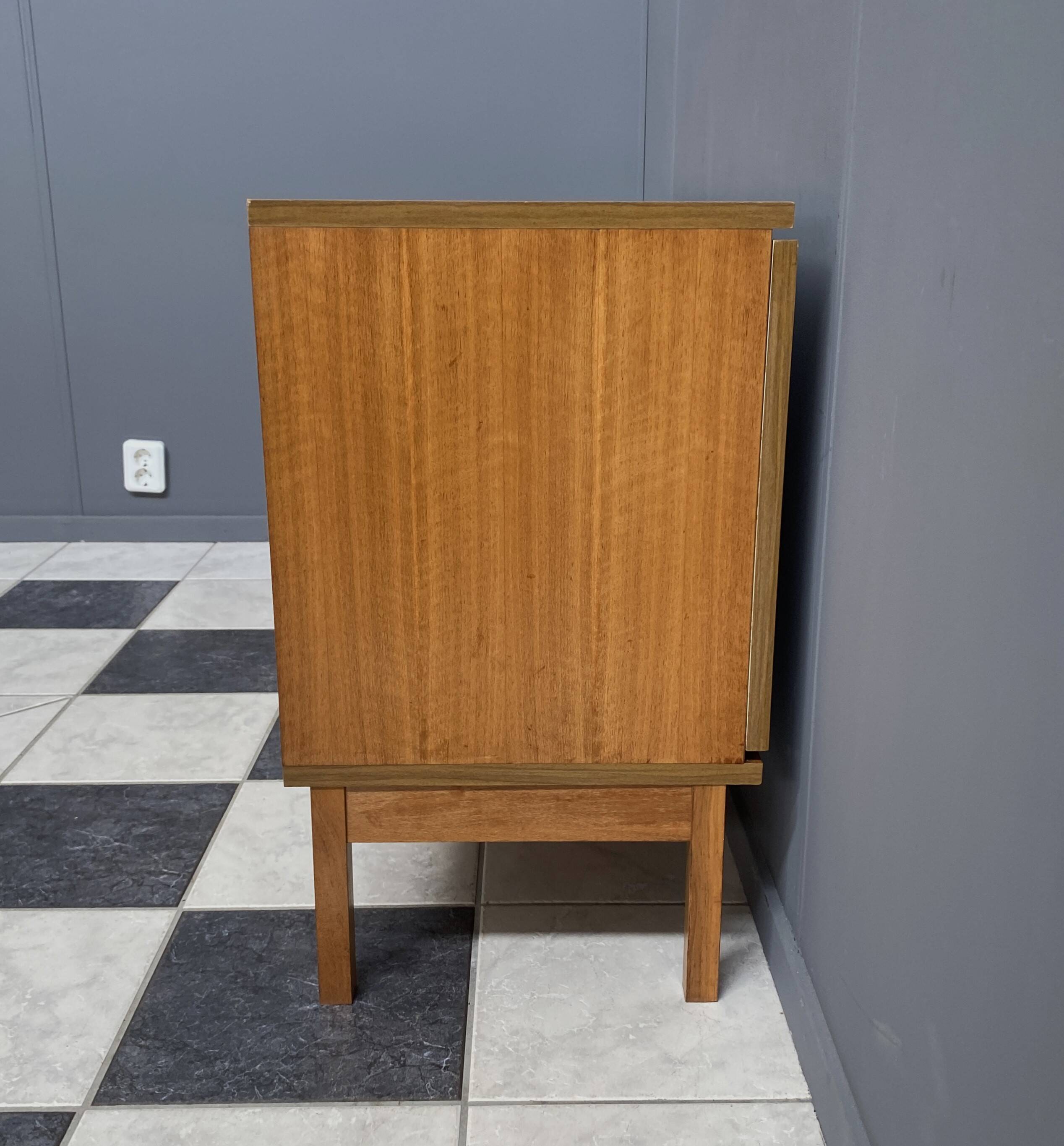 wood sideboard 3 drawers 1 door 1970s