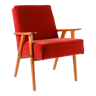 Vintage red armchair, casal velvet, solid wood, 60s / 70s