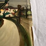 Watercolor/drawing on thick paper signed Claude ABADIE “L’abbaye”