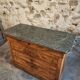 French antique walnut commode with a dark grey marble top, circa 1830–1860.