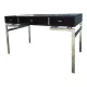 Large textured black lacquered flat desk and chrome in 1970s style — Esprit Mai