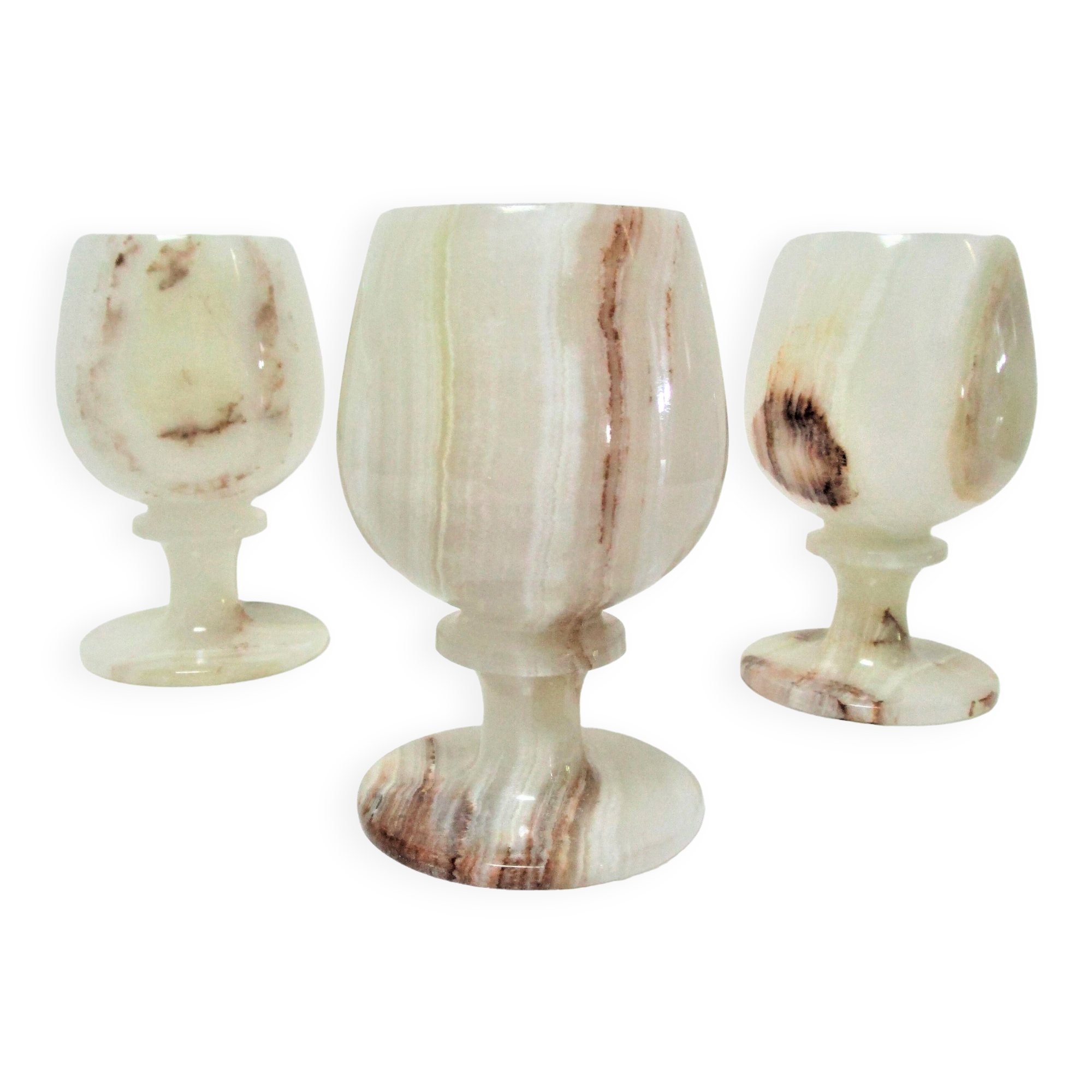 Three onyx candlesticks from the 70s