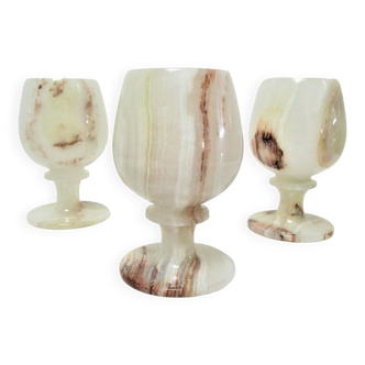 Three onyx candlesticks from the 70s