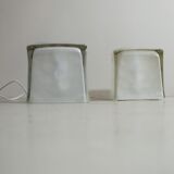 Cubic frosted glass table lamps, late 1970s, set of 2.
