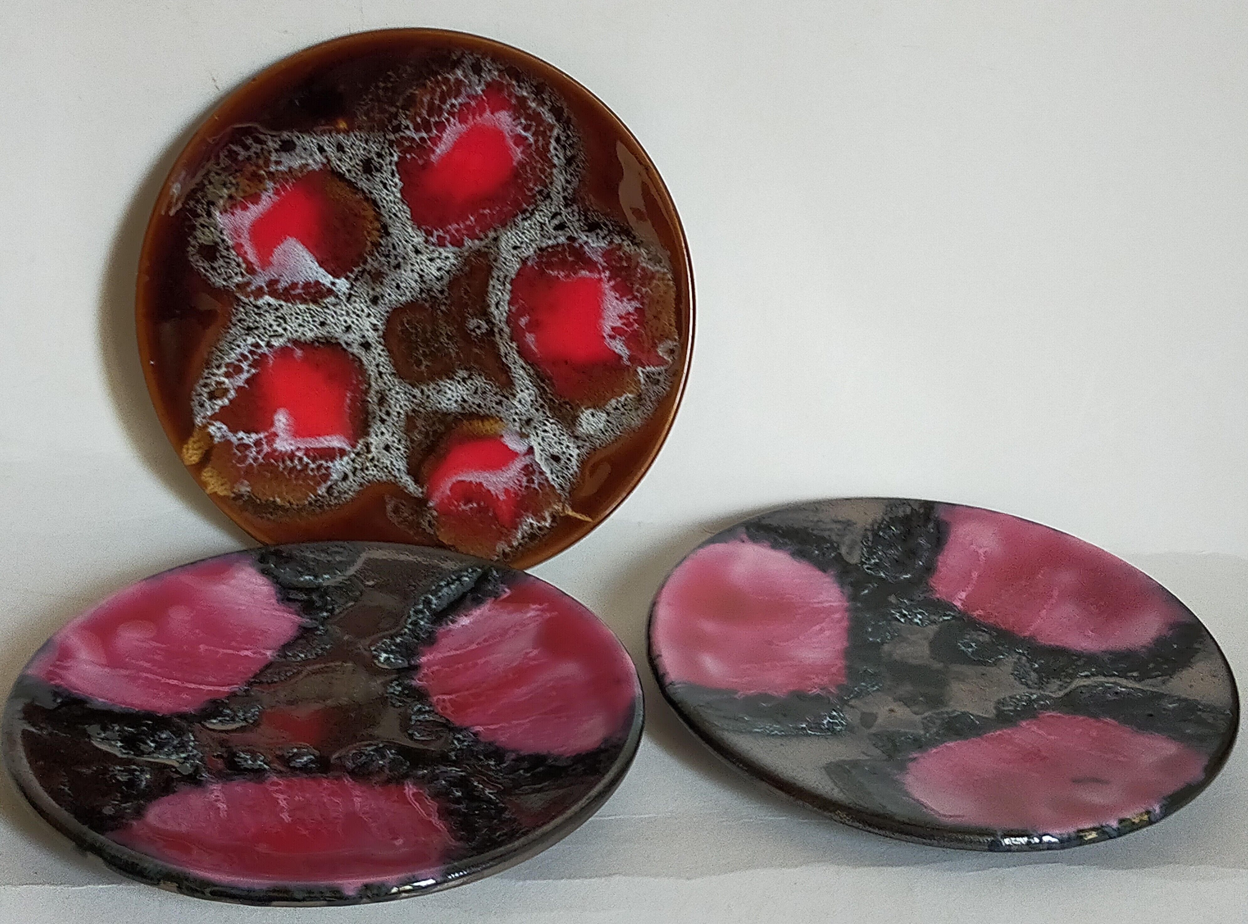 Three ceramic dessert plates from Vallauris 50s