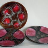 Three ceramic dessert plates from Vallauris 50s