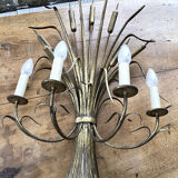 Gold metal reeds flowering wall light