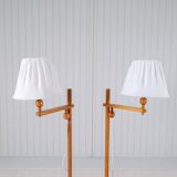 Sculptural modern floor lamps in pine, Yngve Ekström Sweden 1970s