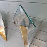Large pair of triangular wall sconces, J.T. Kalmar, 1970-80.