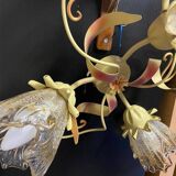 Antique wall light fixture ceiling lamp florentine bouquet floral design 1970