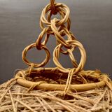 Vintage rope and rattan ball pendant light - 36 cm