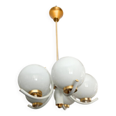 Vintage Chandelier from 1970s with 5 glass globe